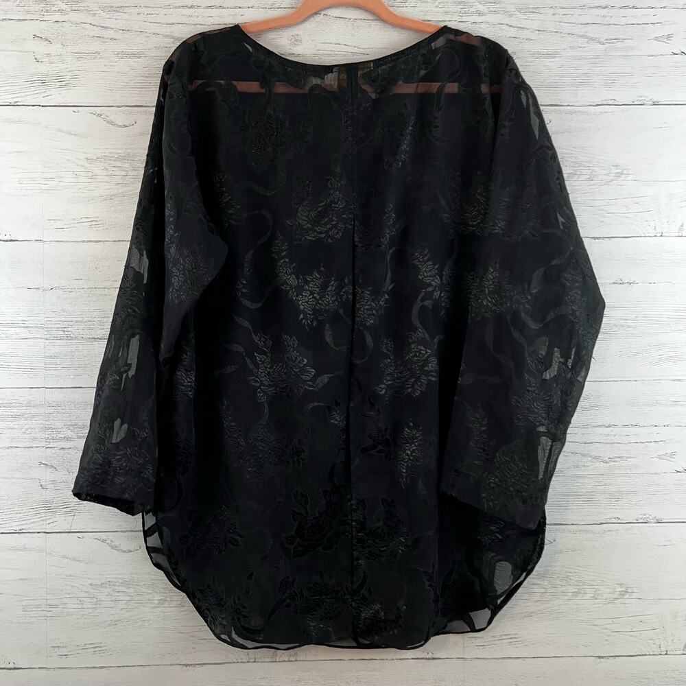 Victoria’s Secret Vintage Black Lace Mesh Topper Blouse Size S - Picture 2 of 8